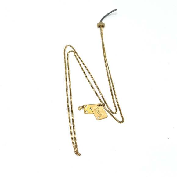 Christian Dior Dior Trump Chain Necklace Accessory Strap Metal Women's Gold